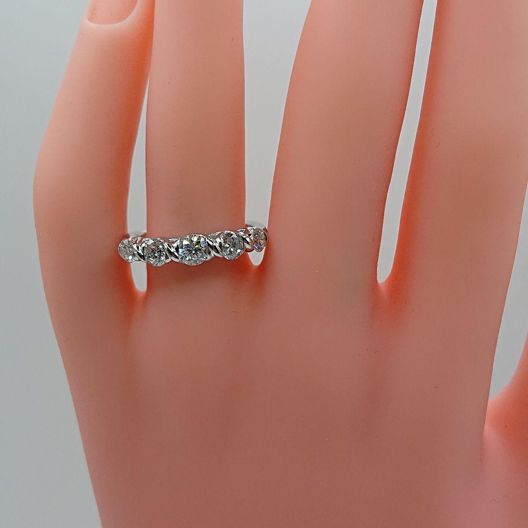 はる様1カラットUP 5粒 ツイスト天然ダイヤモンドリング エタニティPt900