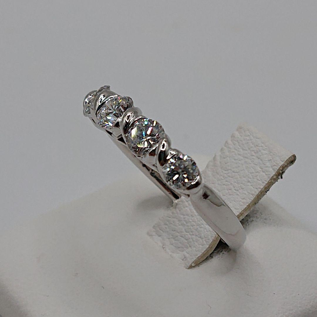 はる様1カラットUP 5粒 ツイスト天然ダイヤモンドリング エタニティPt900