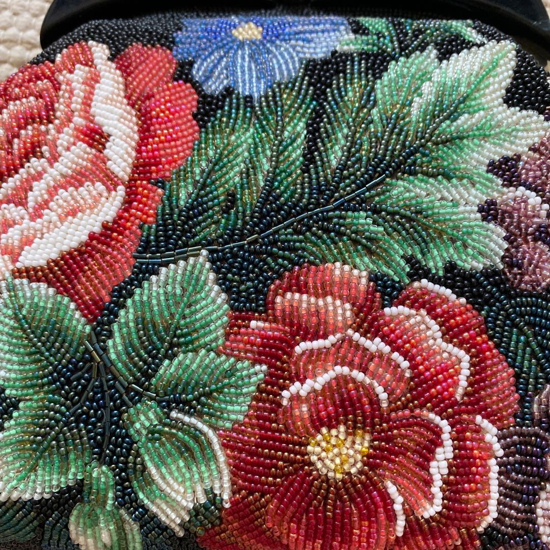 総ビーズ　ハンドバッグ　アンティーク　ヴィンテージ　昭和40年代　レトロ　和装