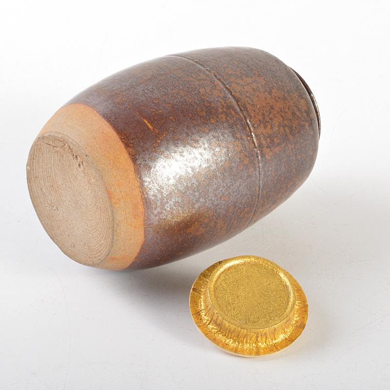 茶道具　備前焼　肩衝茶入　仕覆・箱付　V　6671