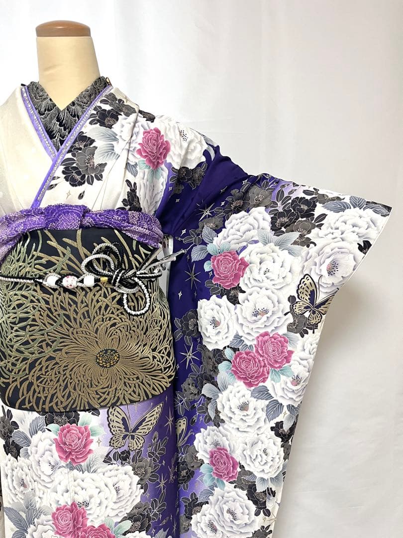 【美おり】振袖 正絹 振袖フルセット 7点セット 成人式 エレガント 牡丹