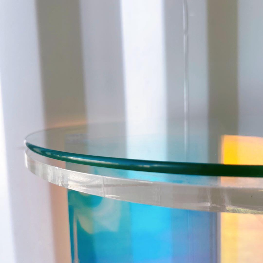 取付無料！オーロラ ホログラム 韓国風アクリル円形ミニサイドテーブル✨