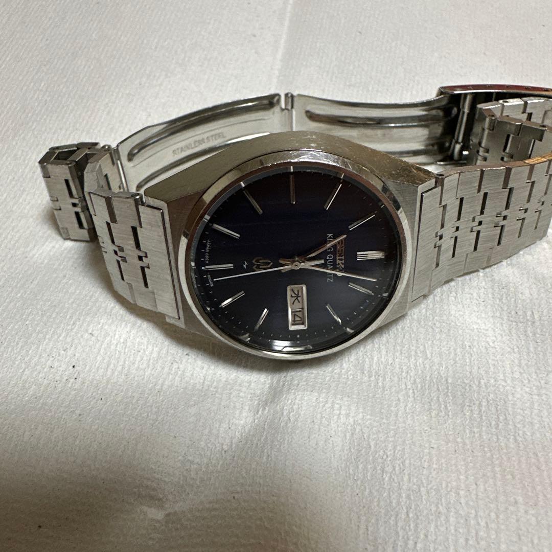 SEIKO キングクォーツ　稼動品　美品 特殊ブルー文字盤