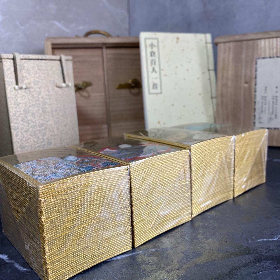 尾形光琳筆　 本金彩本金粉　小倉百人一首　解説書付　大石天狗堂製