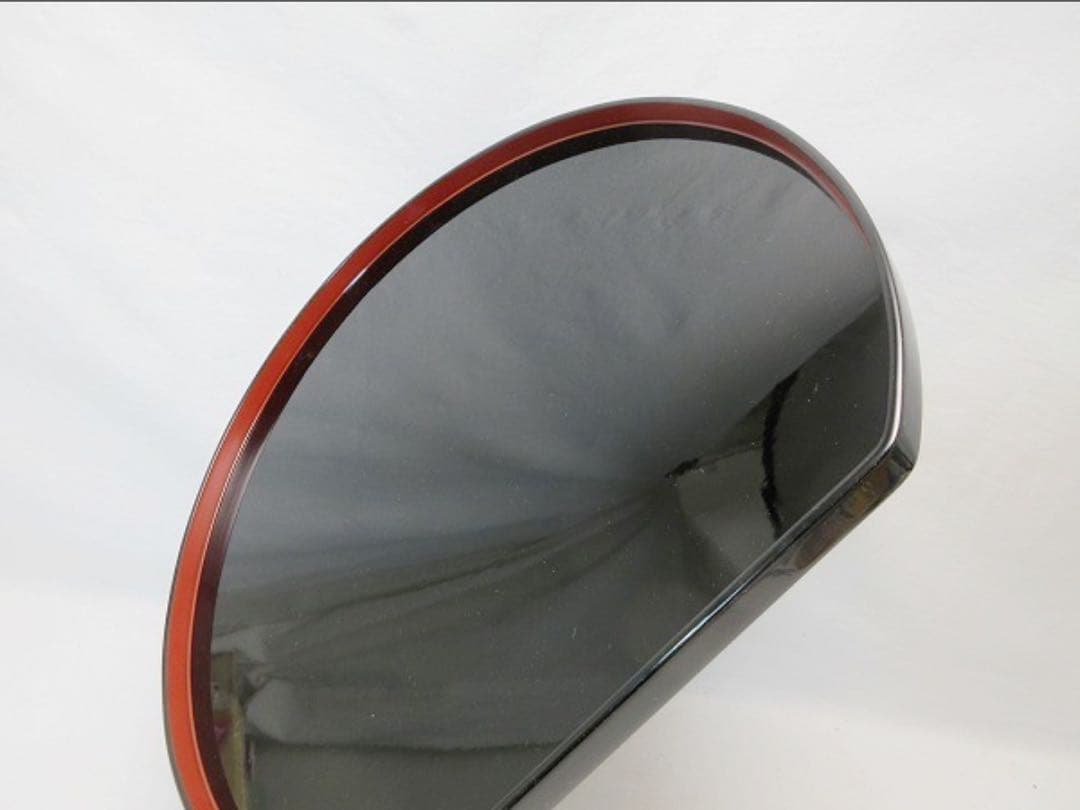 未使用 懐石道具 輪島塗 木製黒真塗 胴張膳 内朱縁 半月膳 5客揃 会席膳共箱