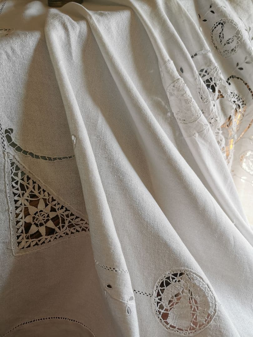 ご参照追加画像☘アンティーク フルーツボビンレース 刺繍ニードルワーク大判クロス