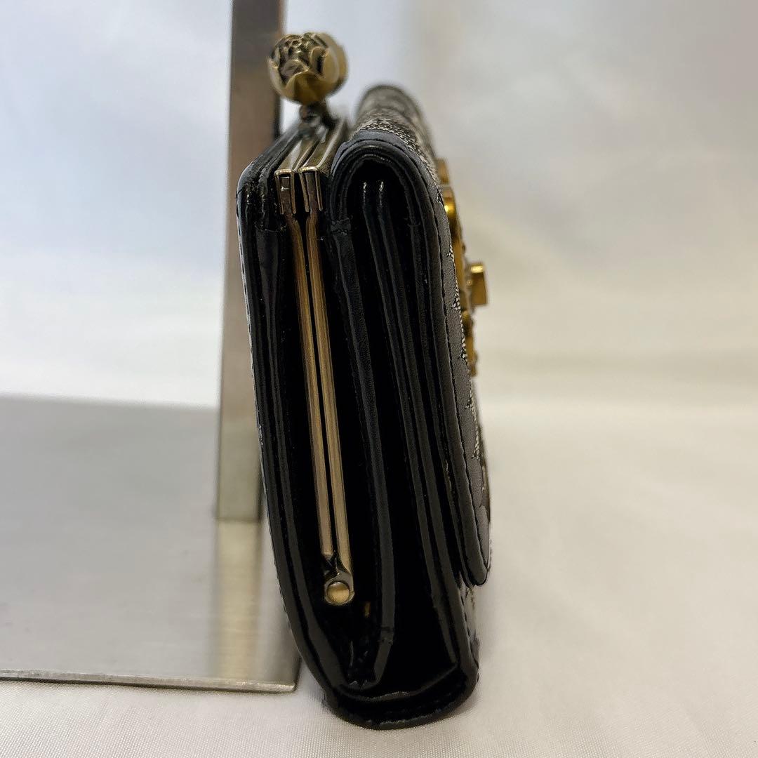 【美品】アナスイ ウォールハート ブラック がま口 折り財布 バタフライ