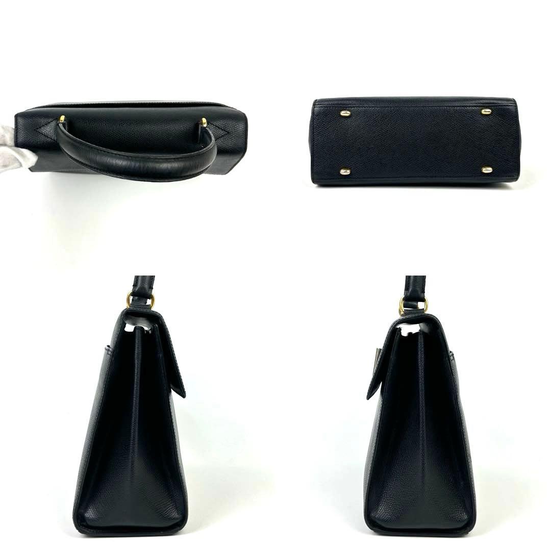 【美品】セリーヌ　ハンドバッグ　ターンロック　ゴールド金具　レザー　ブラック