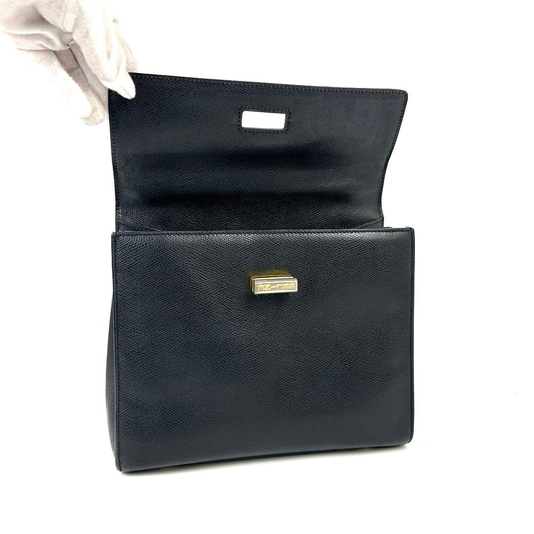 【美品】セリーヌ　ハンドバッグ　ターンロック　ゴールド金具　レザー　ブラック