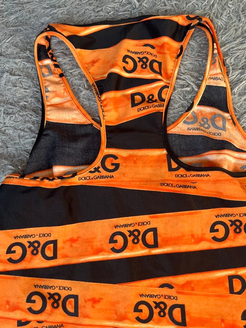 激レア　ドルガバ　ロゴ入りボーダー　ホルターネックタンクトップ　Y2K