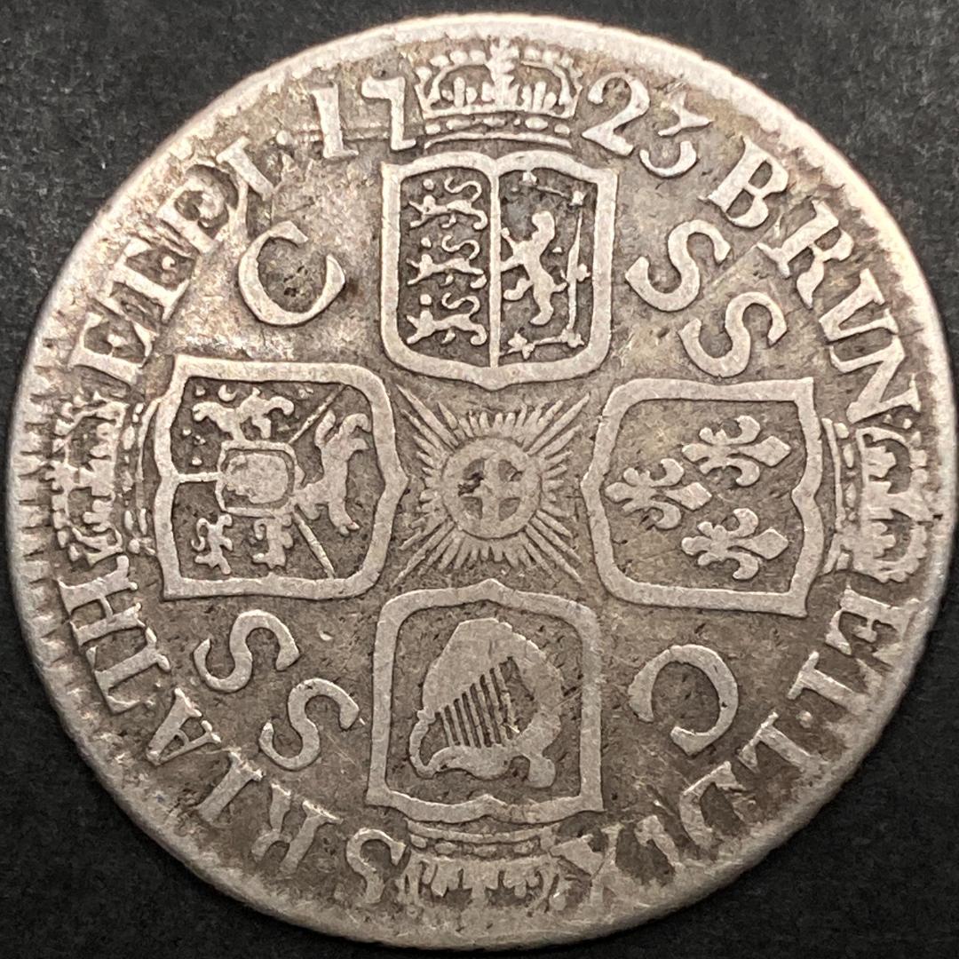 1723年 SSC イギリス 1シリング銀貨・アンティーク 