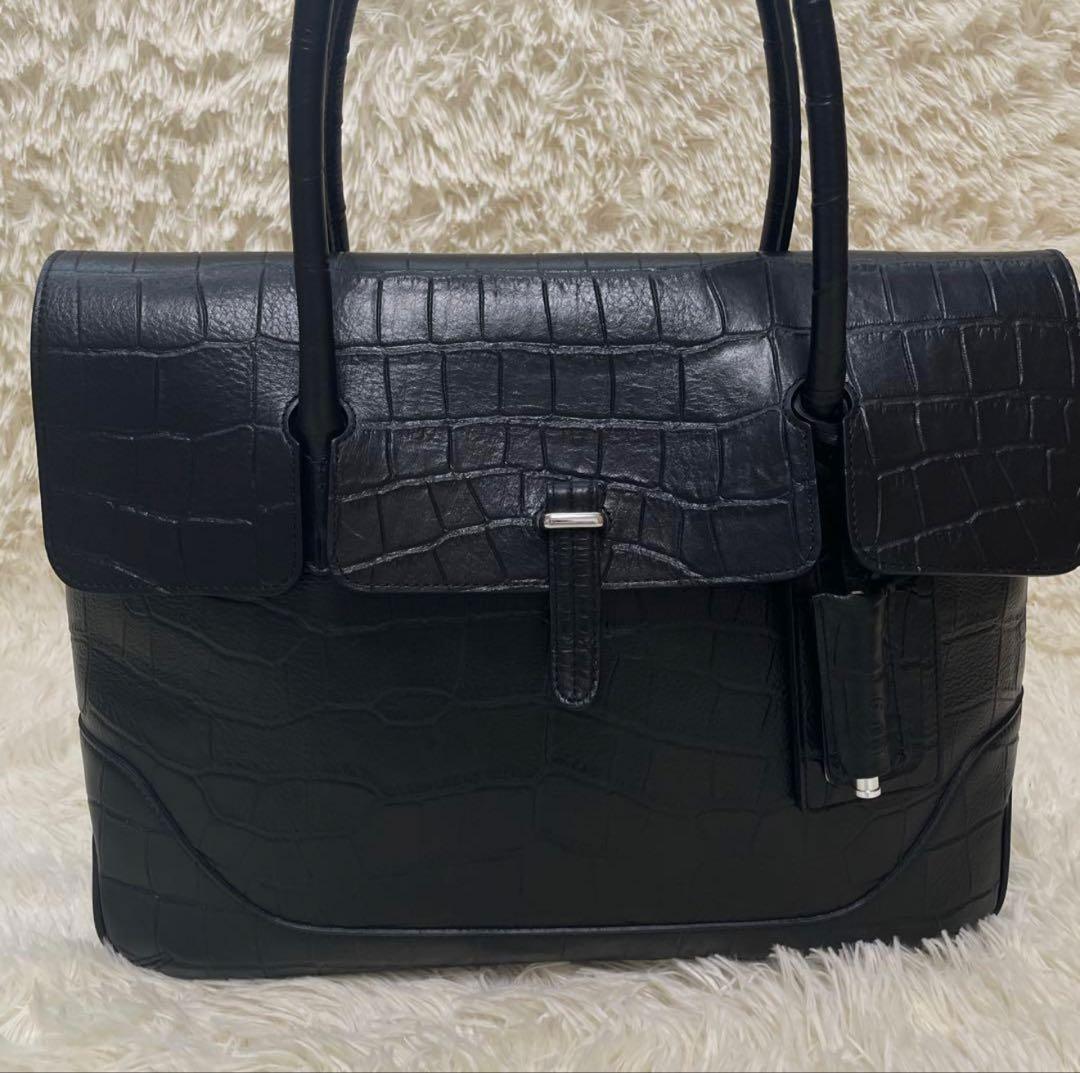 【美品】ペッレモルビダ メイデンボヤージュ クロコ フラップトートバッグ