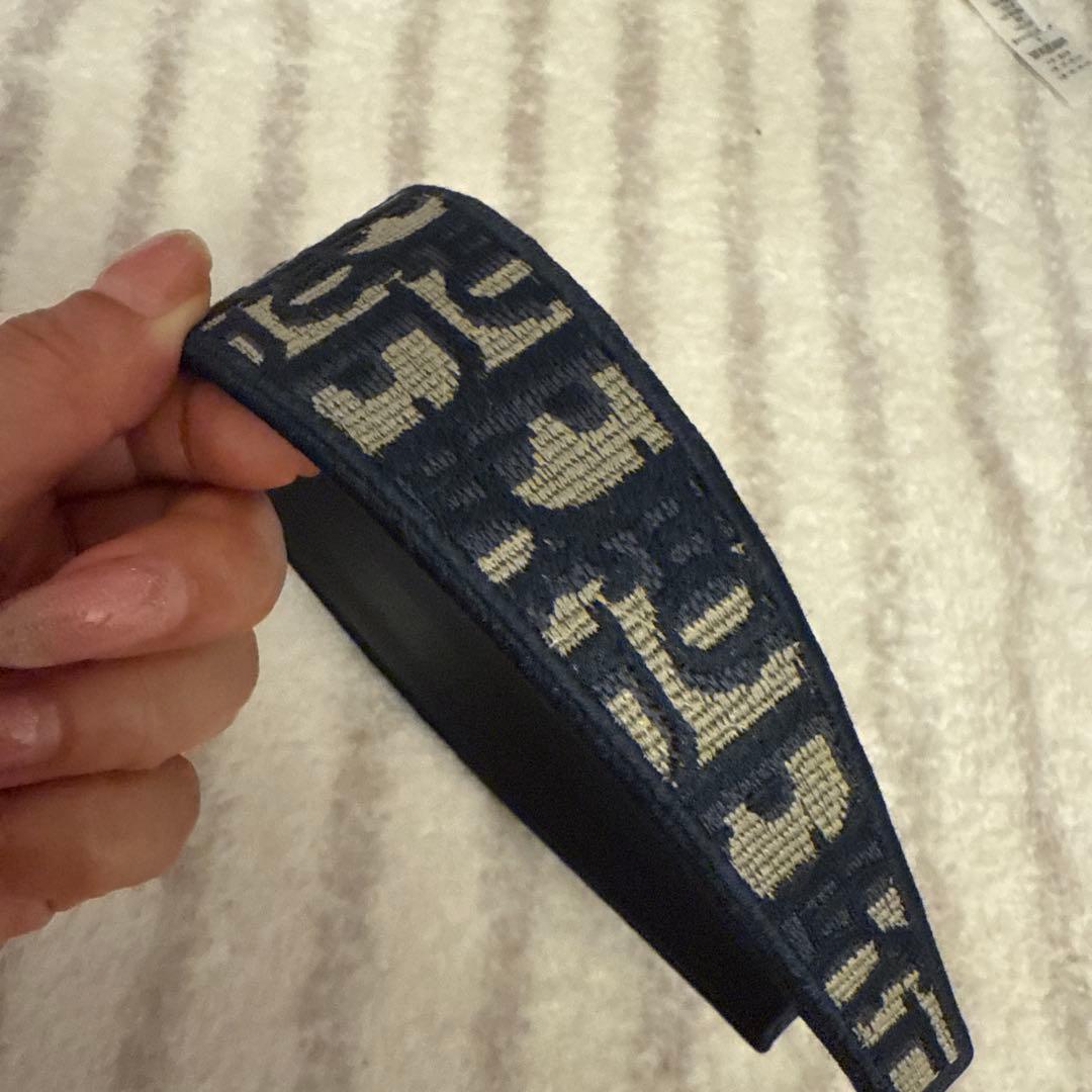 Dior ヘアバンド ネイビー/ベージュ ロゴ入り