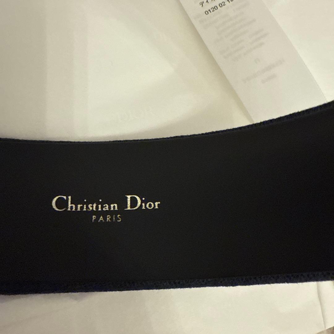 Dior ヘアバンド ネイビー/ベージュ ロゴ入り