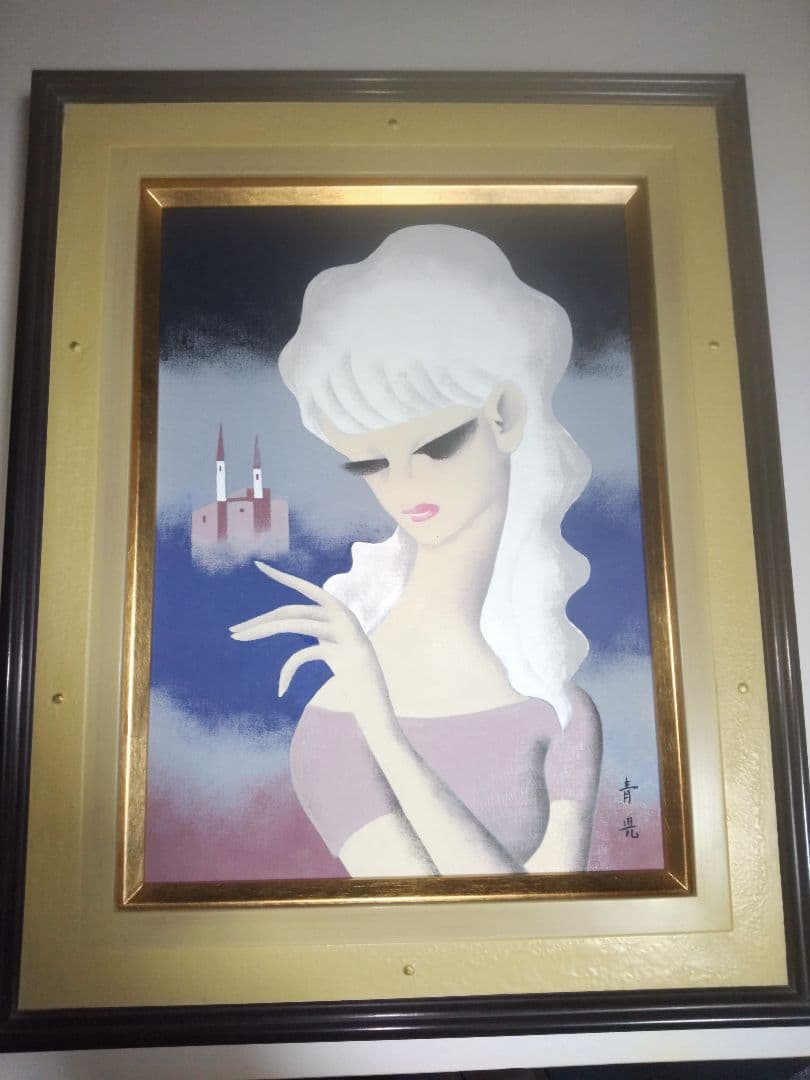 東郷青児、絵画、油彩４号、遠い城、新品額縁、肉筆、宮永岳彦、鴨居玲、山下清。