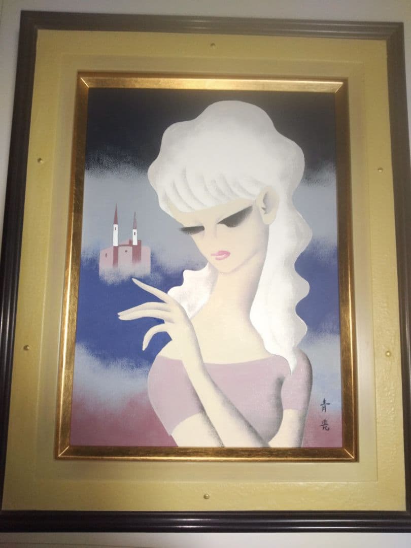 東郷青児、絵画、油彩４号、遠い城、新品額縁、肉筆、宮永岳彦、鴨居玲、山下清。