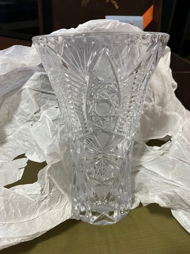ボヘミアクリスタルガラス フラワーベース 高さ約25cm 値下げしました
