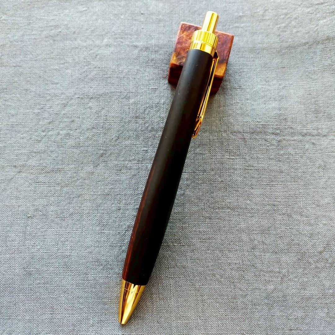 本紫檀　ツートン　ローズウッド　ハンドメイド　木軸ボールペン　G2　ゴールド