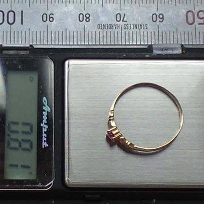 11.8号　K18　刻印　ルビーリング　シンプルデザイン　リング　指輪　081