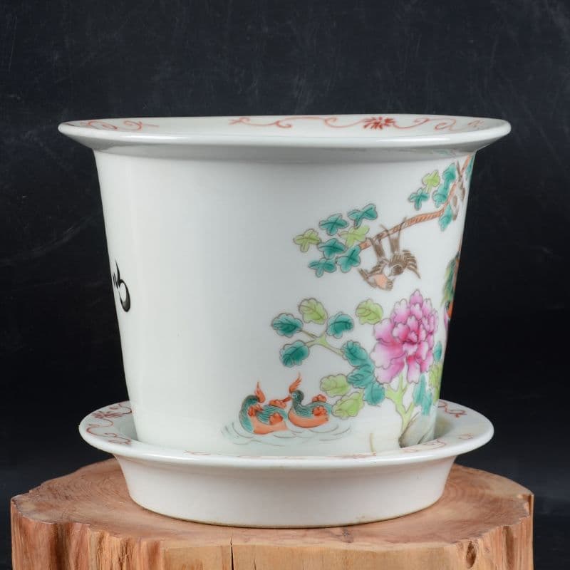 パステル錦鶏牡丹花鳥紋鉢 花鉢盆栽 小品盆栽鉢 大品盆栽鉢