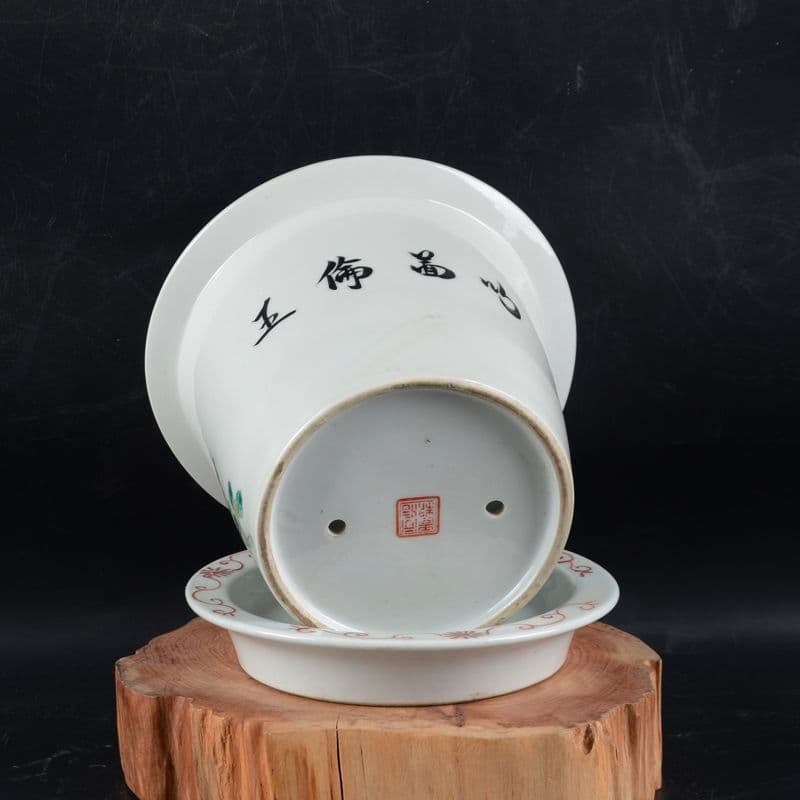 パステル錦鶏牡丹花鳥紋鉢 花鉢盆栽 小品盆栽鉢 大品盆栽鉢