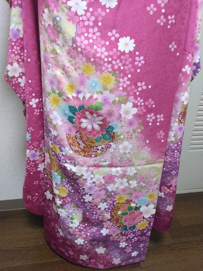 花柄ピンク振袖正絹
