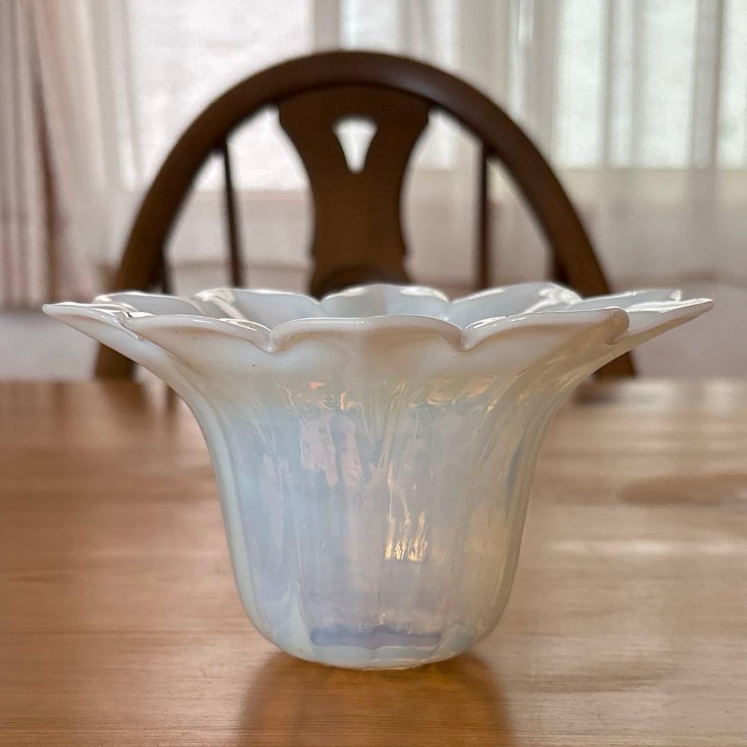 専用。フランスアンティーク　オパールセントガラスシェード　ペンダントランプ