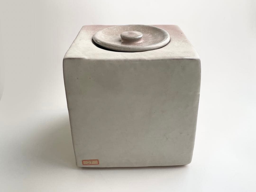 陶芸家　三輪栄造　萩　水指　茶道具　萩焼水指　　共蓋　父　十一代　三輪休雪