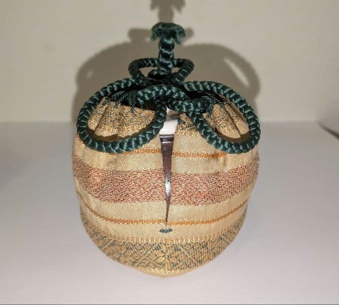 『鬼丸碧山』茶入　仕覆　高取　雪山窯　碧山作　茶道具　共箱　西陣織花文浮織