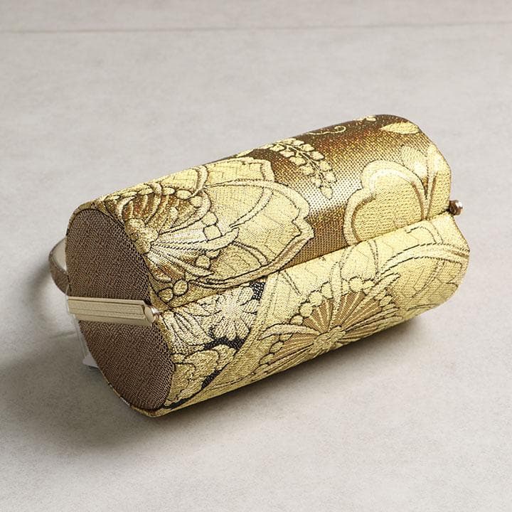 【新品】草履バッグセット　草花柄　ゴールド　草履24cm　01630N