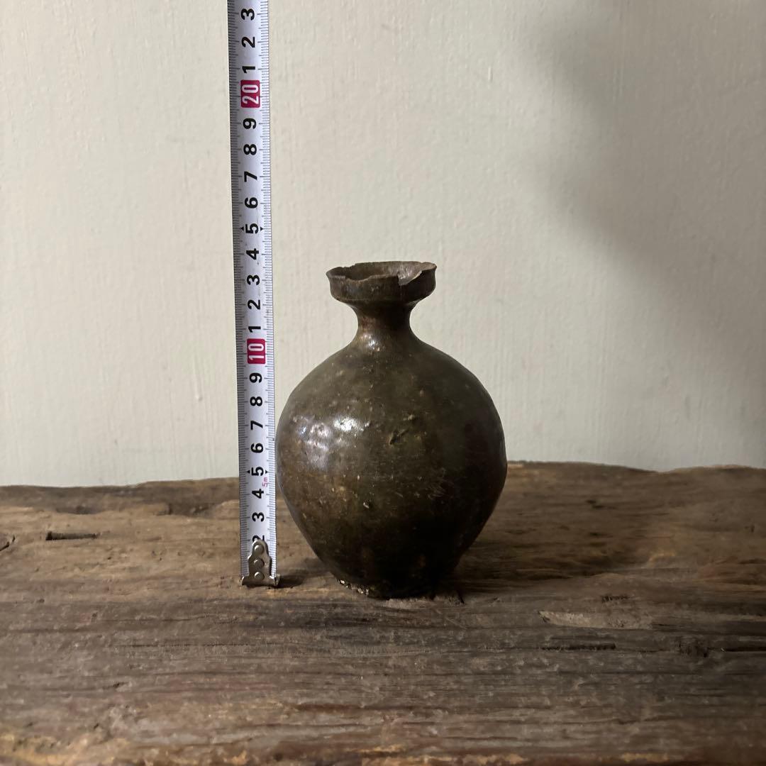 高麗〜李朝徳利　古道具　花入　飴釉　茶道具　アンティーク　骨董品　酒器　一輪挿し