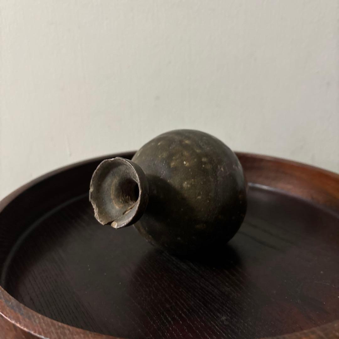 高麗〜李朝徳利　古道具　花入　飴釉　茶道具　アンティーク　骨董品　酒器　一輪挿し