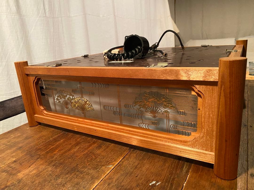 和風 吊り下げ照明 乳白アクリル×木枠 扇装飾 55cm角 昭和レトロ