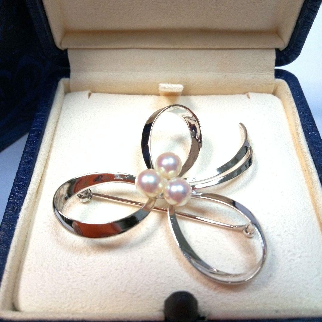 MIKIMOTO リボンモチーフ ヴィンテージ ブローチ