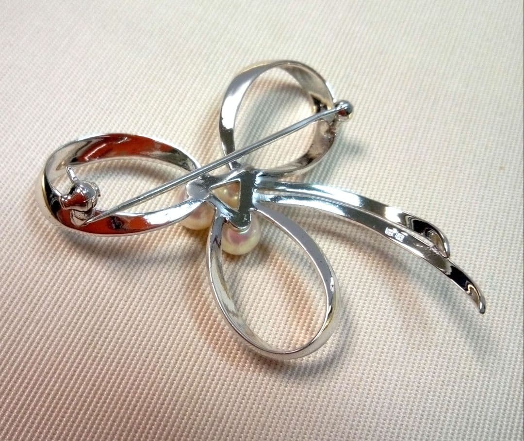 MIKIMOTO リボンモチーフ ヴィンテージ ブローチ