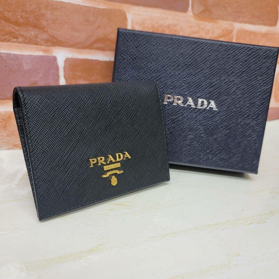 ほぼ未使用PRADA☆鑑定済☆サフィアーノ 1MV204 ブラック プラダ財布