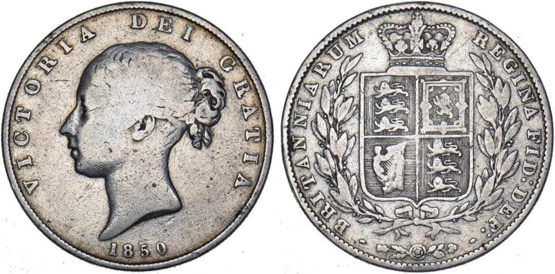 1850 イギリス １/2クラウン銀貨 ビクトリア・アンティーク 