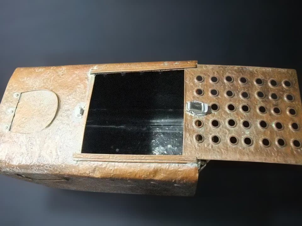 手作り 鮎缶 銅製 アユ釣り 昭和レトロ 古民具 逸品