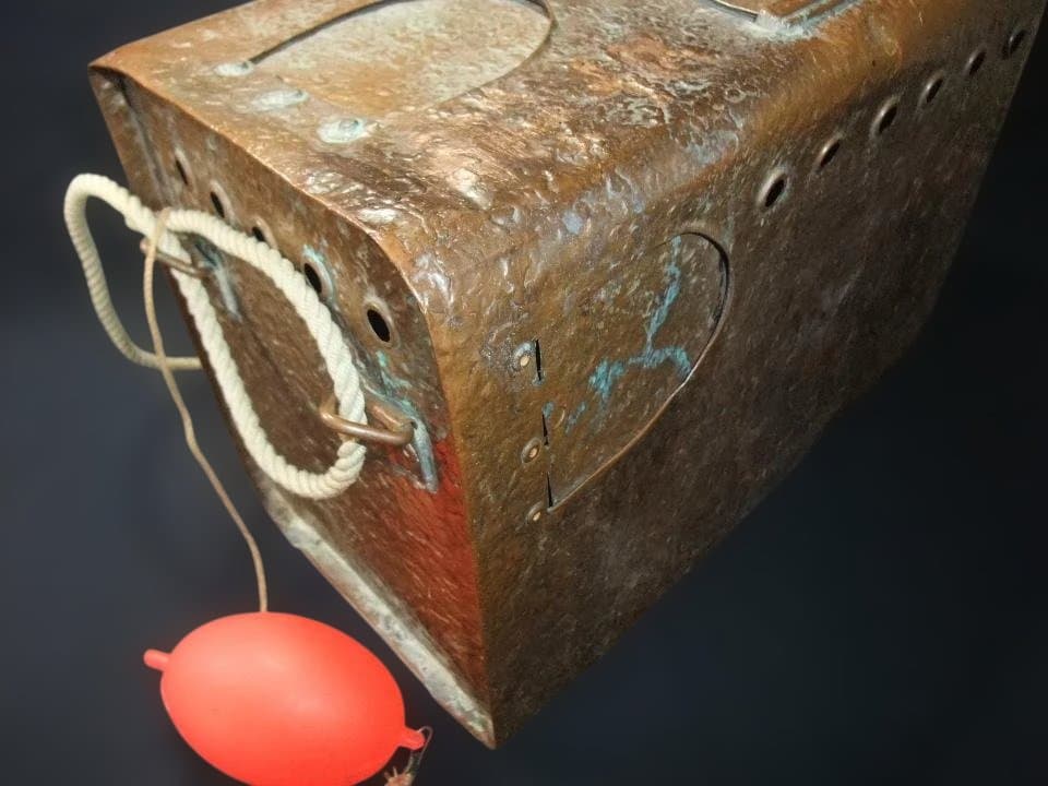 手作り 鮎缶 銅製 アユ釣り 昭和レトロ 古民具 逸品