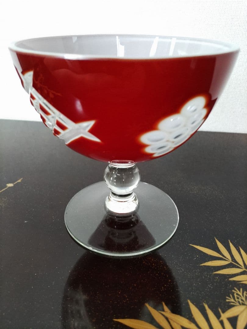 期間限定　大幅値引き中　 氷コップ　大正ロマン　乳白銅赤被せ切子