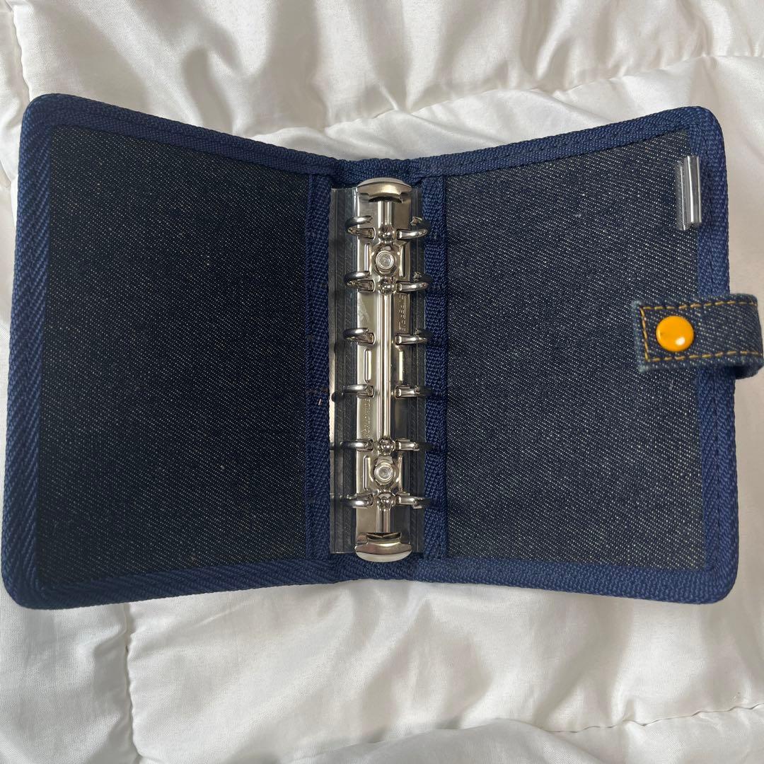 平成　レトロ　デニム　シール手帳　カバー　いぬ