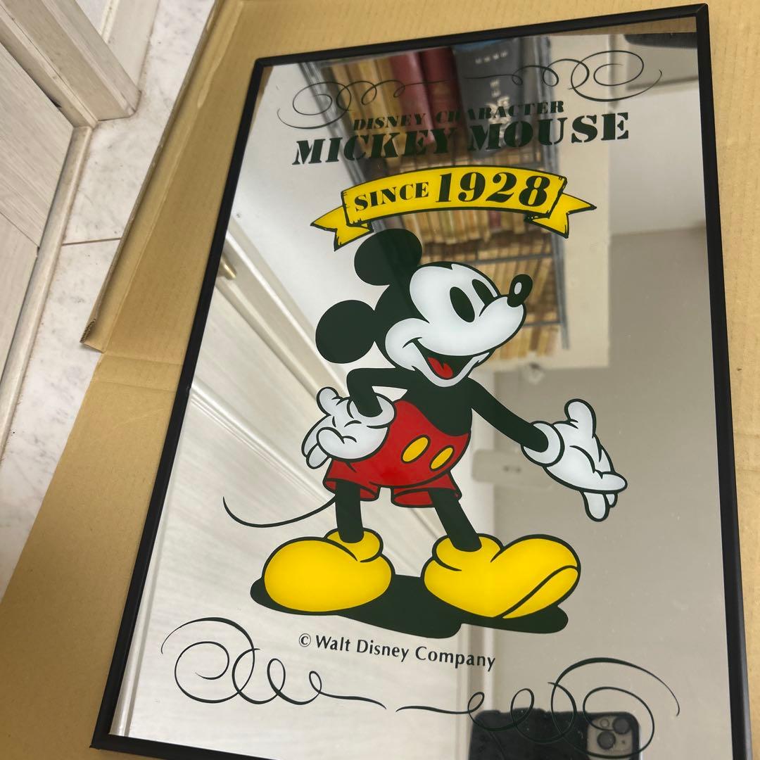 未使用　Disney ディズニー ミッキーマウス パブミラー 壁掛け鏡 当時物