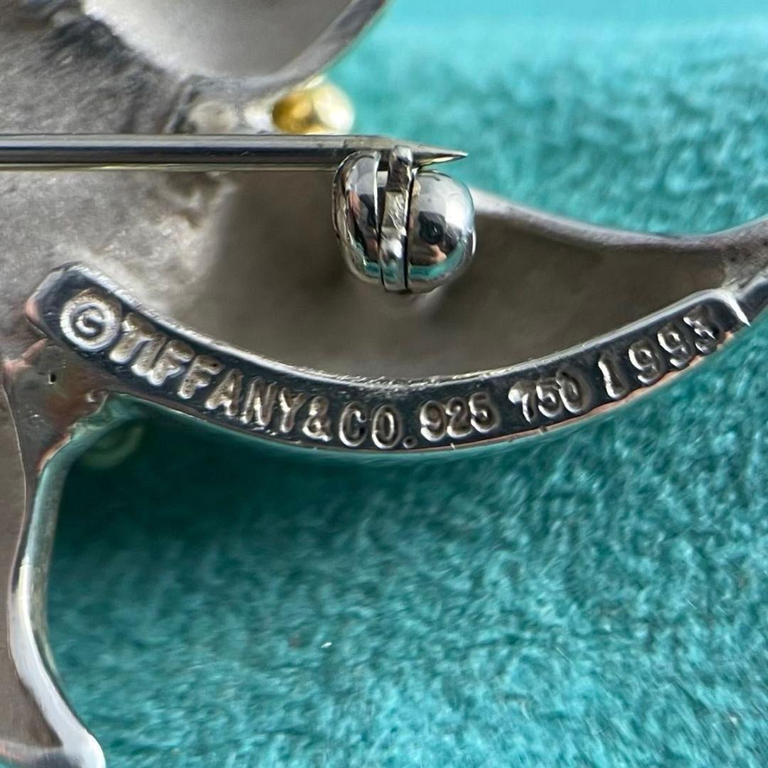 オールドティファニー 希少 オニキス フラワー コンビ ブローチ TZ2fe