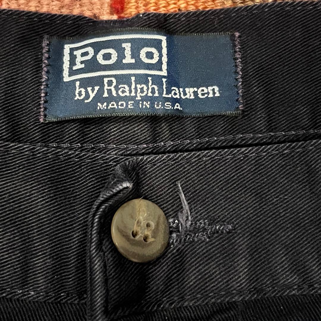 【USA製】90s ラルフローレン ポロチノ 初期タグ ネイビー W40L29