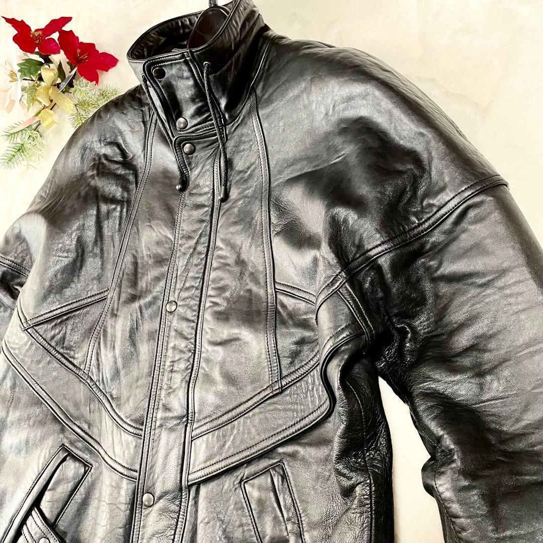 激レア vintage 90s スペイン製 大きめ 古着 羊革　JK 黒　XL