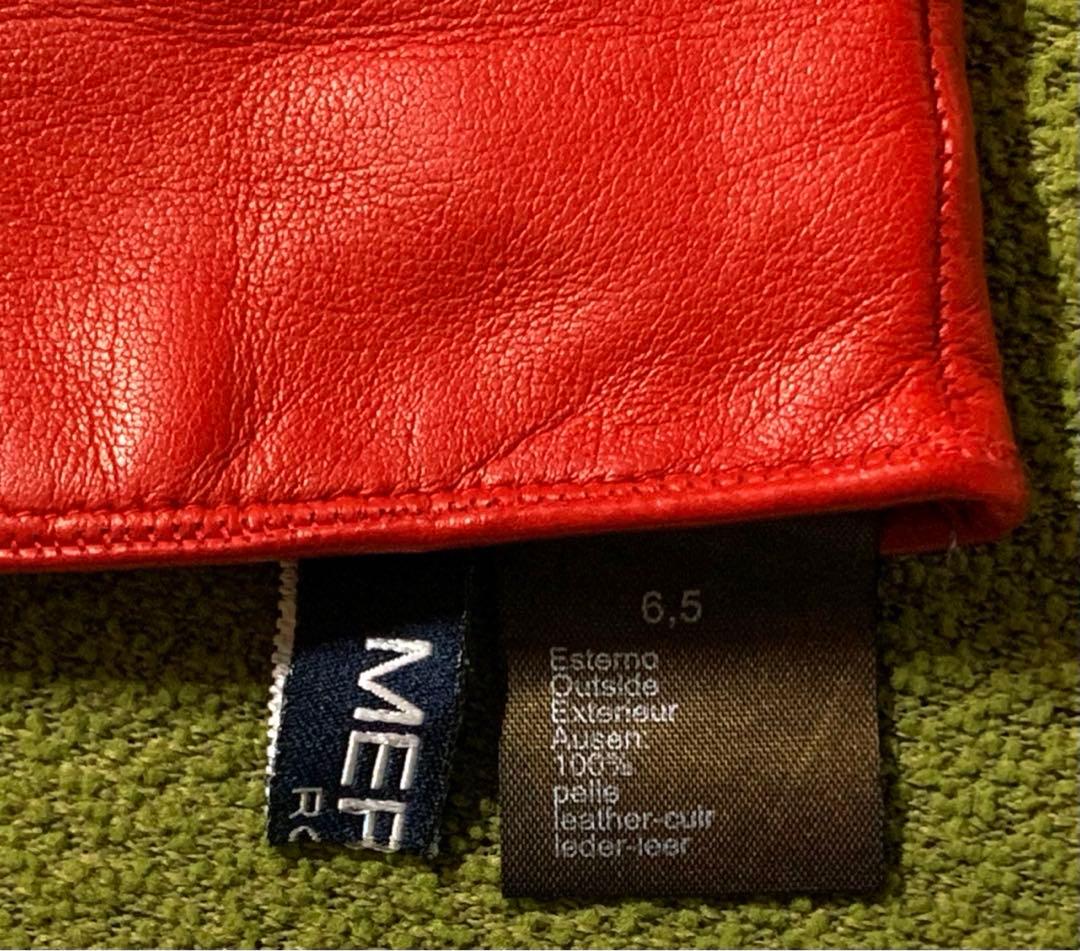 美品❗️MEROLAメローラ 本革 手袋 希少6.5 レッド イタリア製