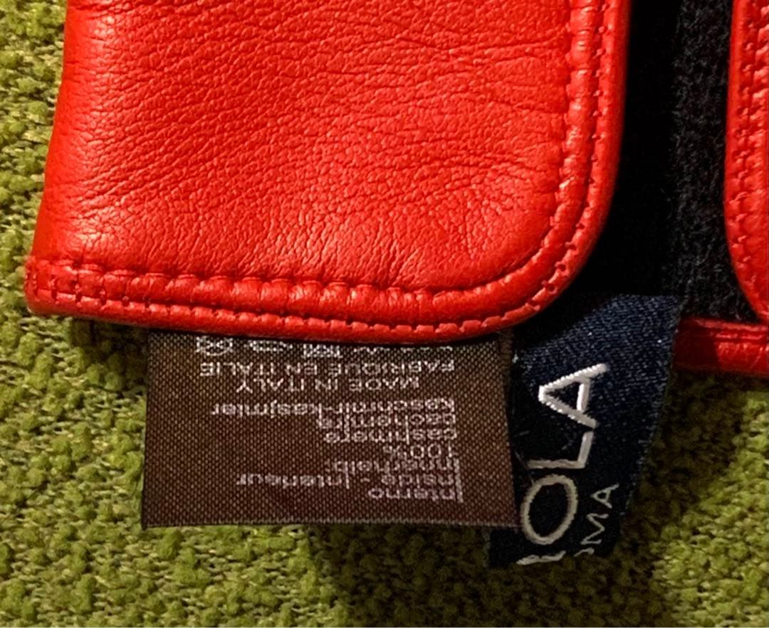 美品❗️MEROLAメローラ 本革 手袋 希少6.5 レッド イタリア製