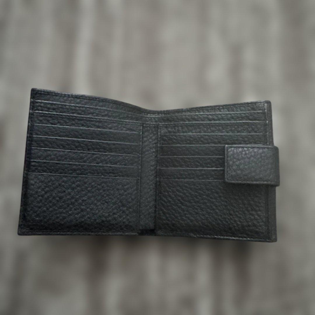 GUCCI ホースビットニつ折り財布レザー黒ゴールド金具箱付き