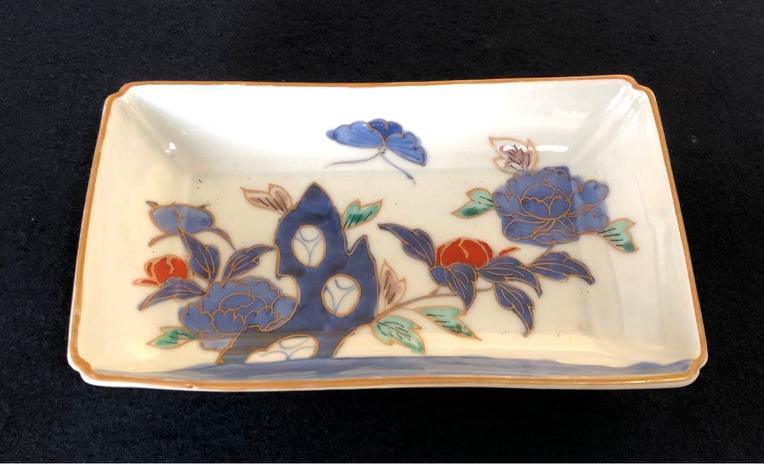 《R》伊万里 金彩色絵 長皿5客 角皿 懐石　251007あ7