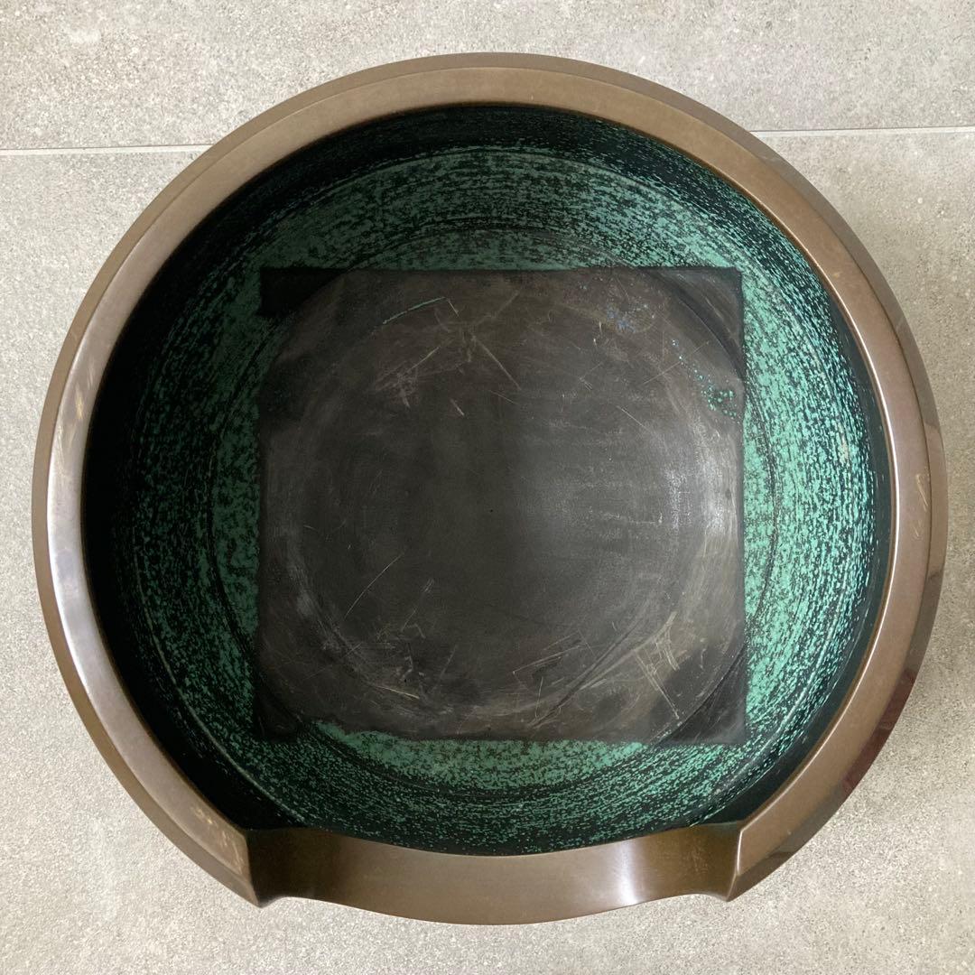 茶道具 唐銅風炉 面取風炉 面取中磨都色 五徳 底瓦